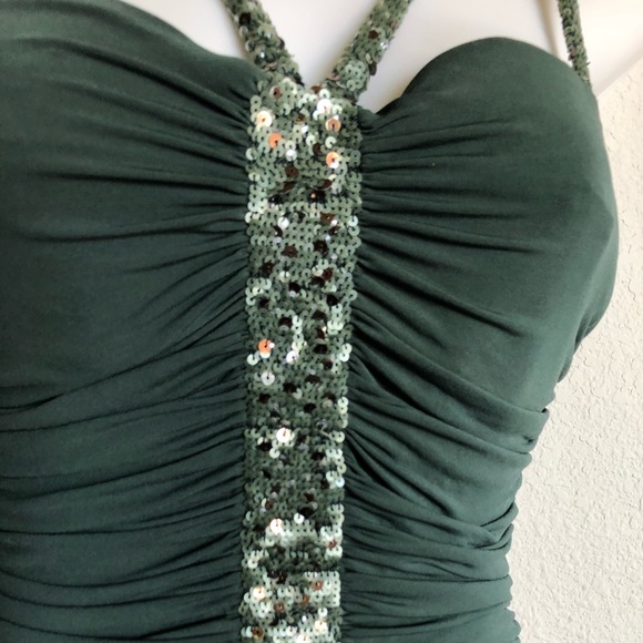 BCBG ruched sequined fit & flare cocktail dress S - Picture 6 of 14